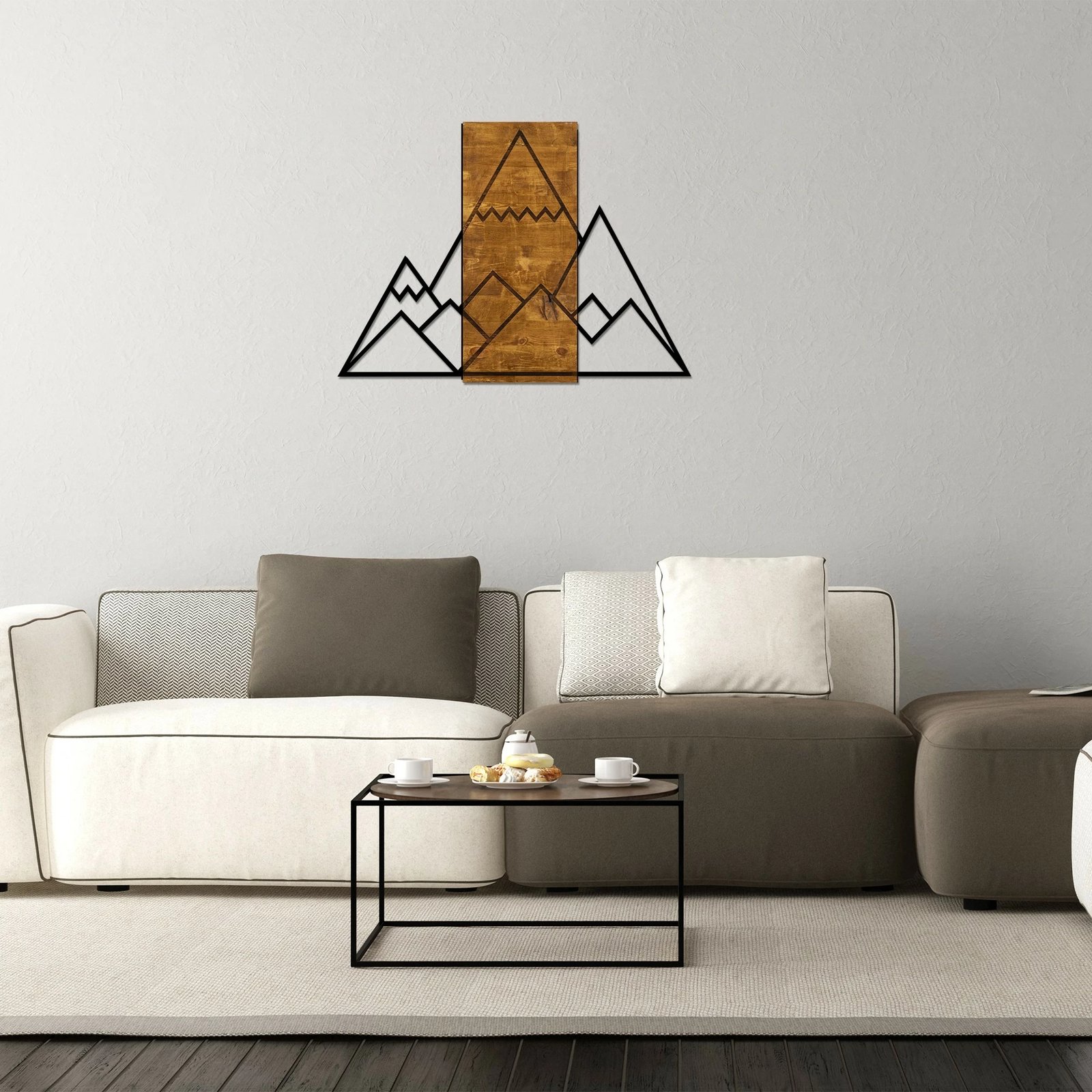 Aksesor dekorativ muri prej druri, Wallity, mal, ngjyrë arre dhe e zezë