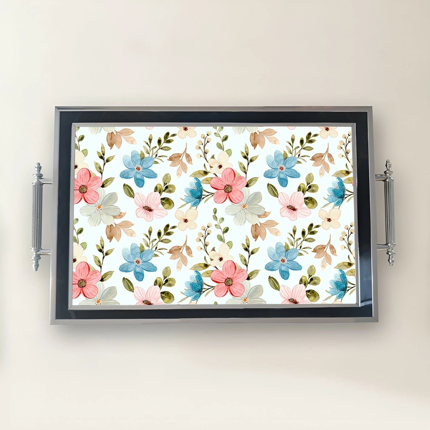 Tabaka xhami me lule shumëngjyrëshe, Aberto Design, TPG9790 Tabaka xhami me lule shumëngjyrëshe, Aberto Design, TPG9790