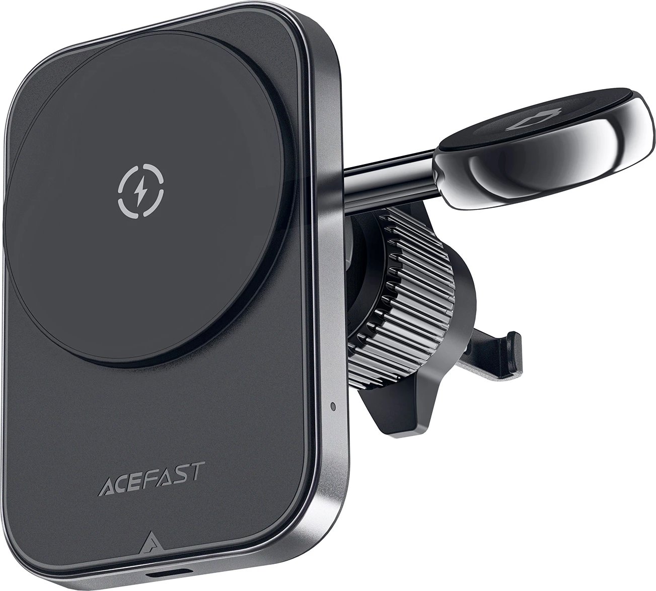 Mbajtës magnetik për veturë me karikues wireless Acefast D18, 15W, MagSafe/Qi, me kabllo USB-A në USB-C, zi