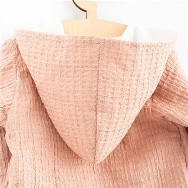 Kombinezon bebe muslin me kapuç, NEW BABY Comfort Clothes, 100% pambuk, madhësi 68 (4-6m), rozë