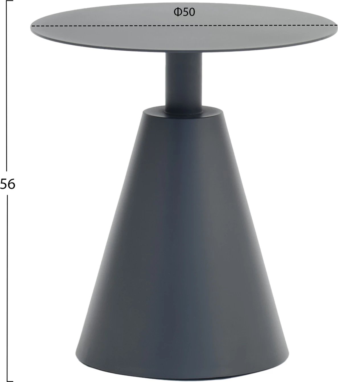 Tavolinë anësore e rrumbullakët për jashtë, SERA, FH6270.01, alumin, ngjyrë gri, Φ50x56Hcm