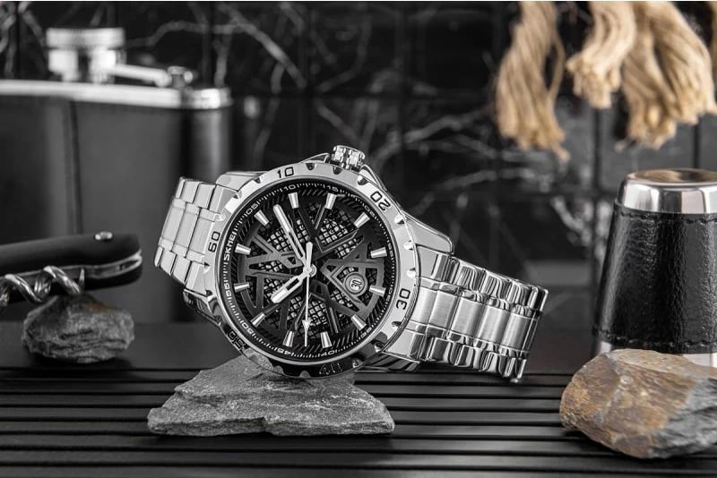 Orë dore për meshkuj Skmei, argjendtë