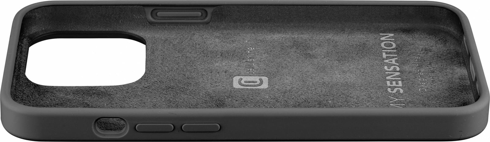 Mbështjellës Cellular Line Sensation për iPhone 13, silikon, 6.1", e zezë