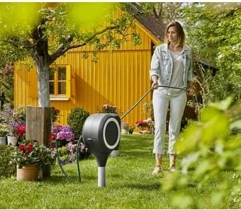 Kasetë automatike për zorrë uji Gardena RollUp S, 15m, kënd rrotullimi 360°, e zezë/gri