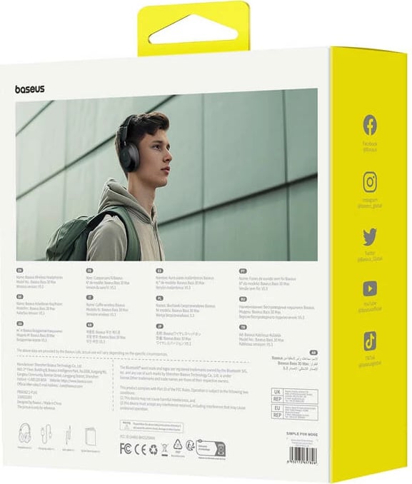 Kufje wireless Baseus Bass 30 Max, over-ear, ANC, Bluetooth 5.3, e zezë Kufje wireless Baseus Bass 30 Max, over-ear, ANC, Bluetooth 5.3, e zezë