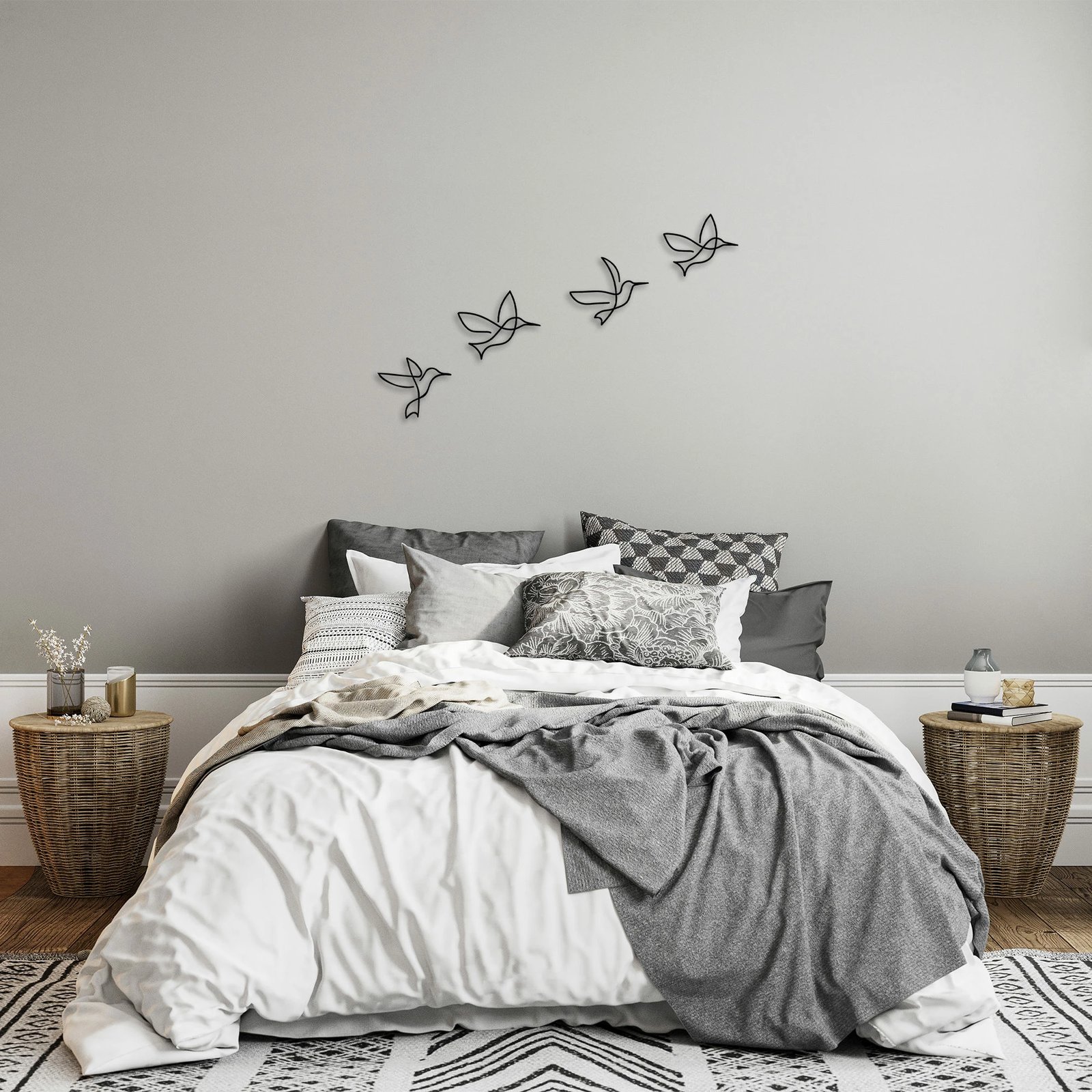 Aksesor dekorativ metalik për mur, zogj, Wallity - 304