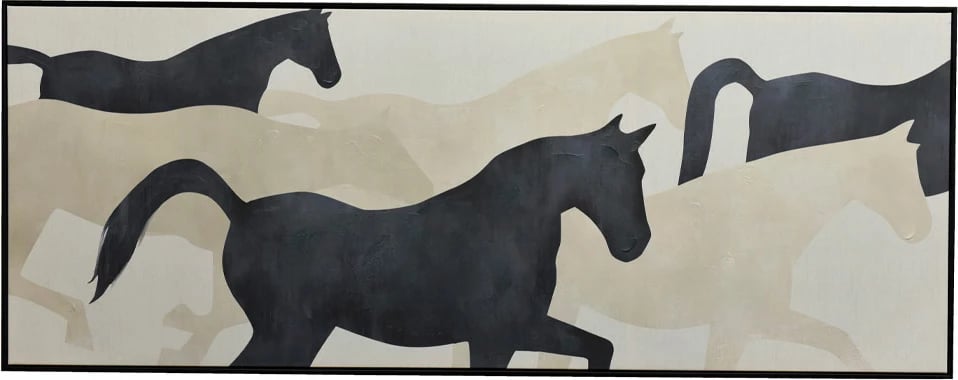 Pikturë dekorative Power of Freedom, kanavacë, bezhë e zezë, 180x70x4cm