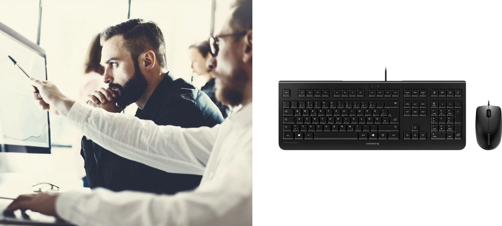 Tastierë mekanike Cherry DC 2000, USB, QWERTY, Maus i përfshirë, e zezë
