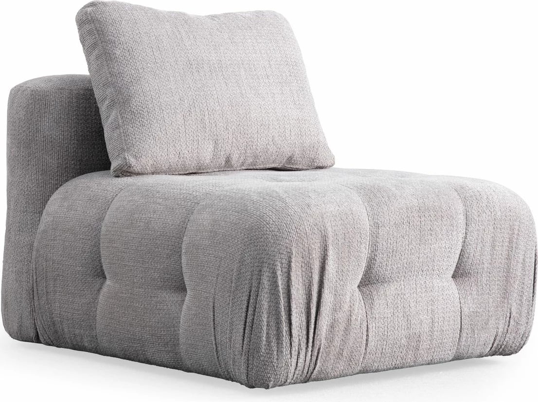 Këndare Amaris, 3 vende me pouffe, ngjyrë gri e çelët