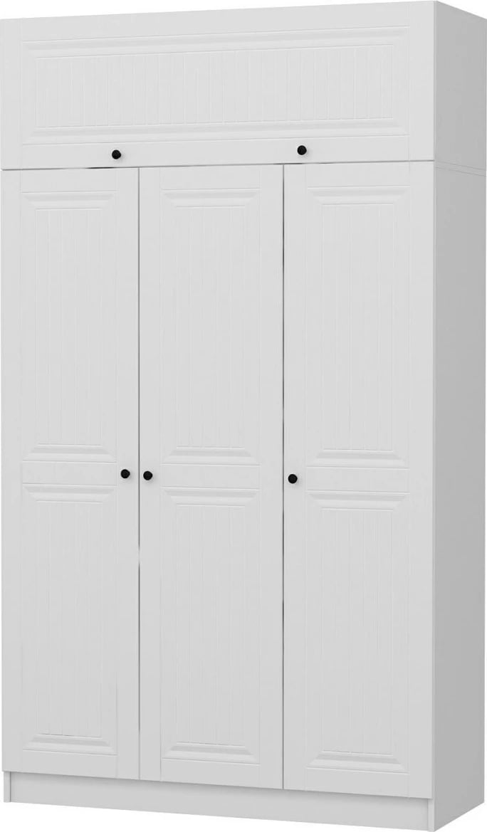 Dollap garderobe, ngjyrë e bardhë, Skye Decor, 3 kapakë, 2 sirtarë, 135x52x255 cm