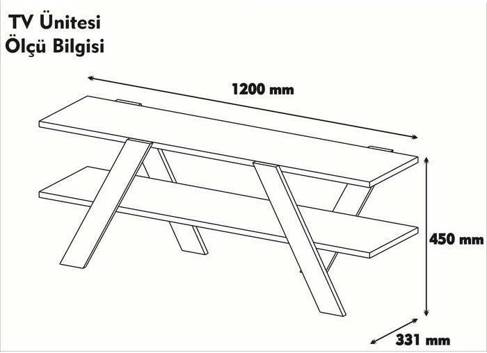Komodë TV Hanah Home, Basic - 146, e bardhë dhe arre, 120x45x33.1cm
