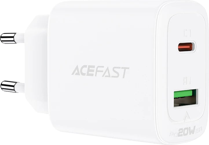 Karikues muri Acefast A25, 20W, USB-C/USB-A, i bardhë