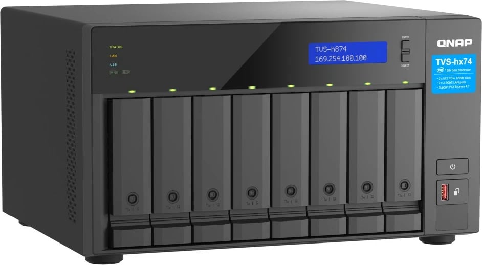 NAS QNAP TVS-H874X-I9-64G, Intel Core i9-12900, 64GB RAM, 8 vende, tower