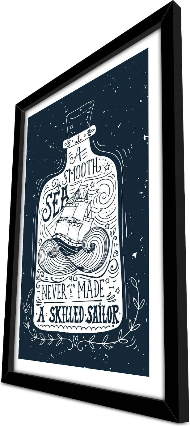 Pikturë dekorative me kornizë MDF, ngjyrë e bardhë dhe blu e errët, 38x53cm, 3853NISCT-001