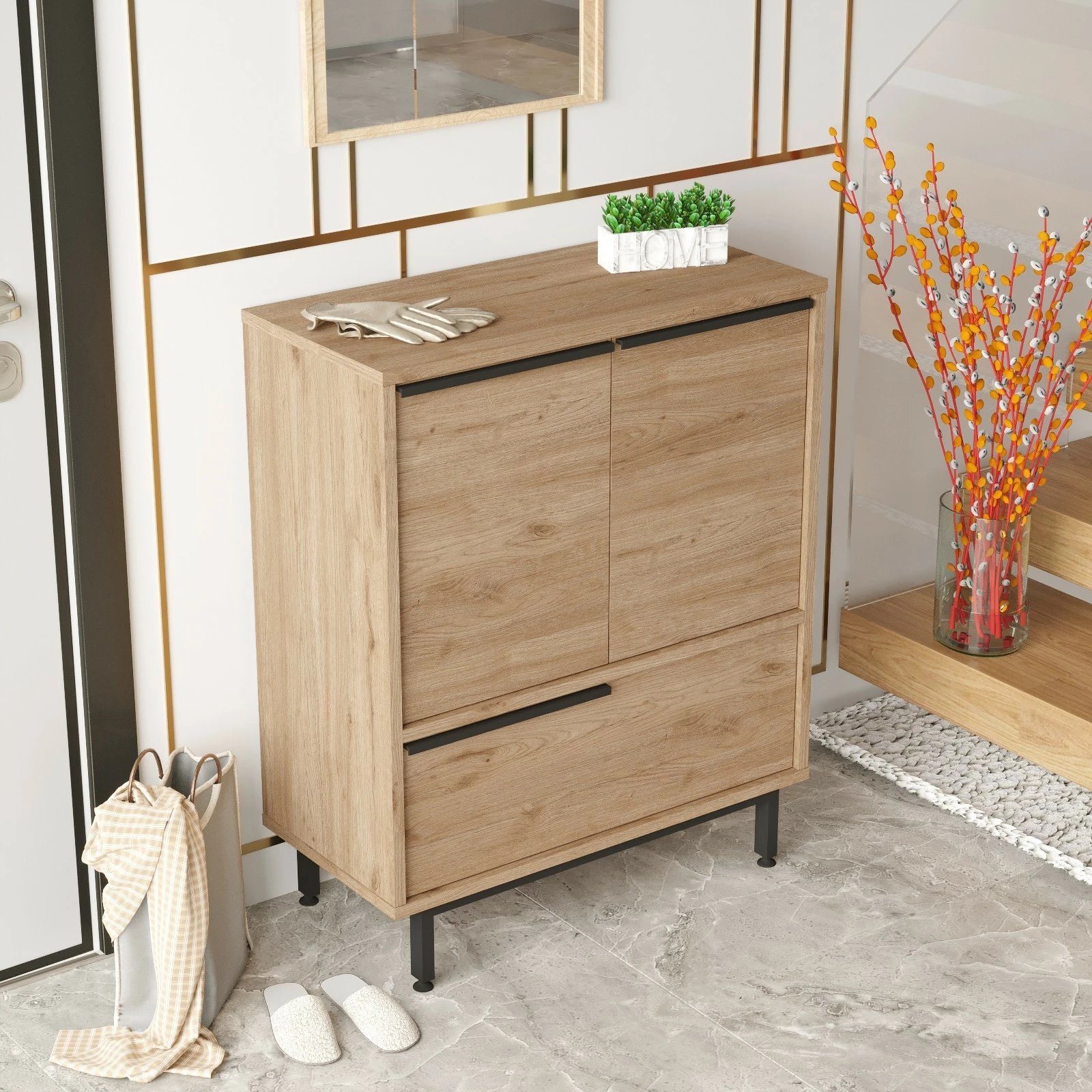 Dollap këpucësh Hanah Home, On8C-S, ngjyrë arre