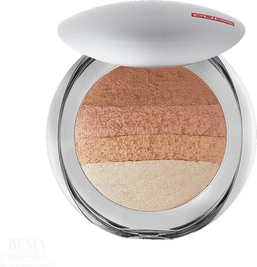Pudër ndriçuese për femra Pupa Milano Luminys Baked All Over Illuminating Blush-Powder 05 Gold Stripes, 9g