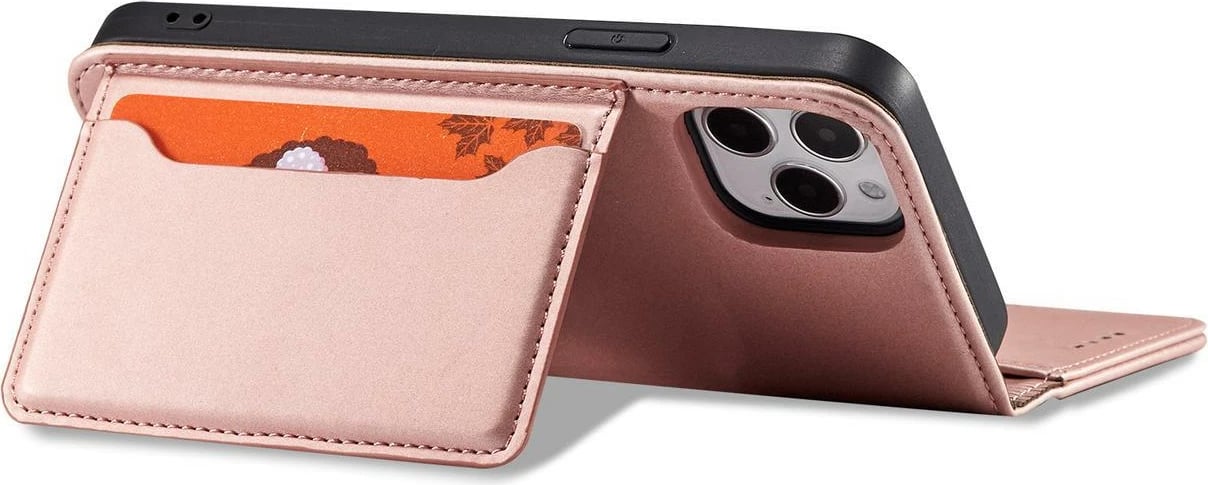 Mbështjellës Hurtel Magnet Card Case për iPhone 12 Pro, me portofol dhe qëndrim, Rozë