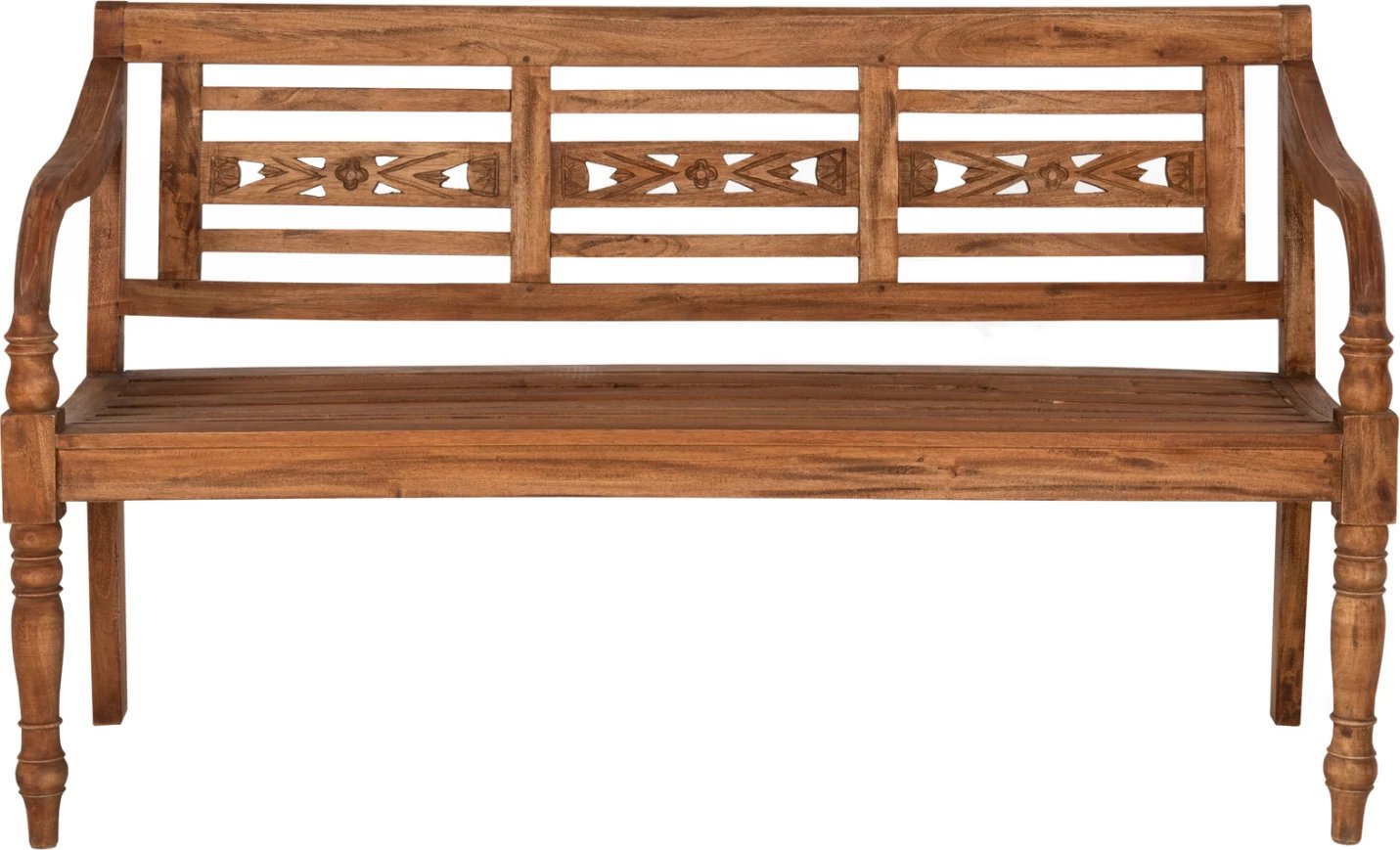 Stol për jashtë FH7903, dru mahagoni, natyral, me mbështetëse dhe krahë, 148x54x90H cm