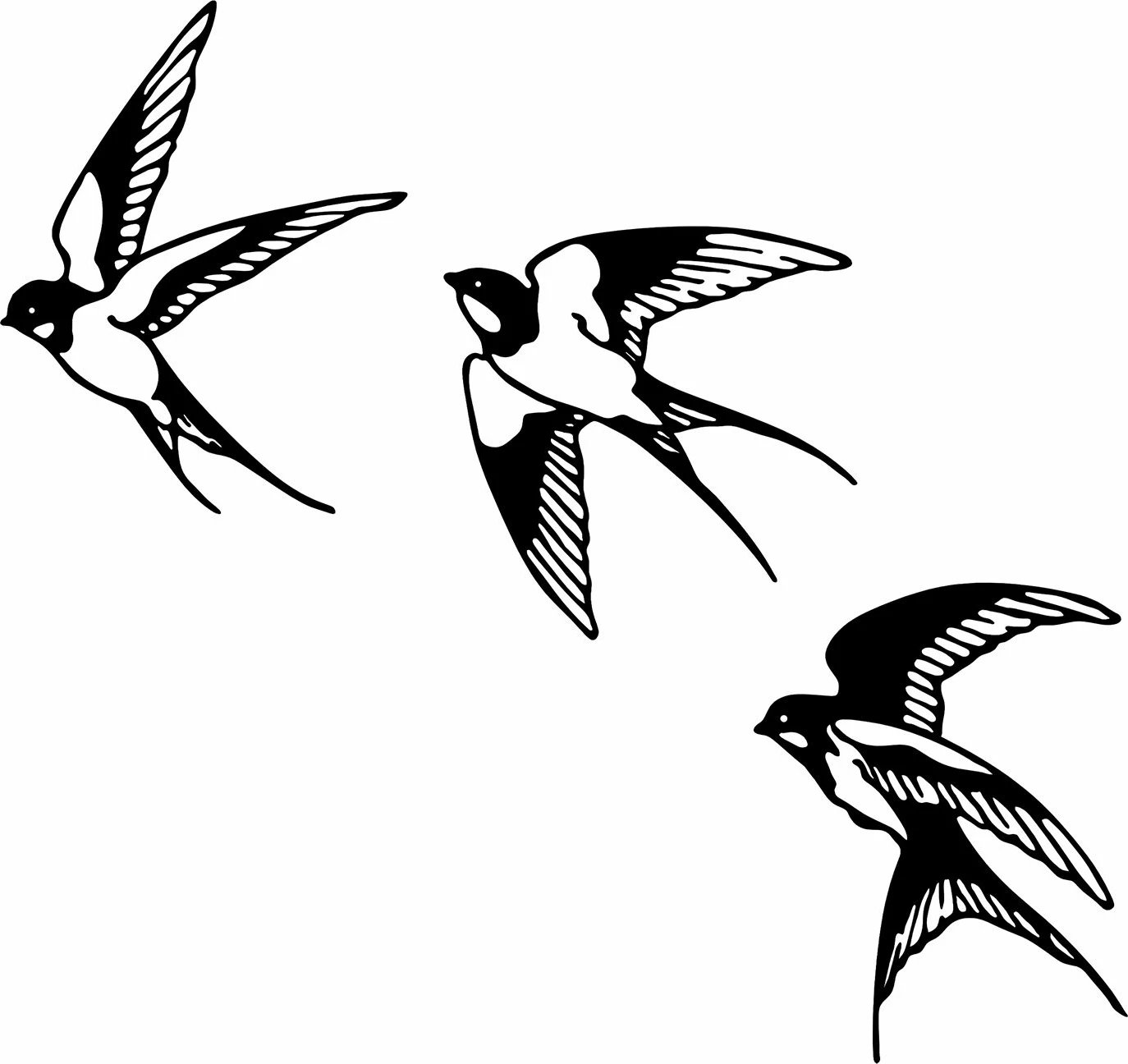 Aksesor dekorativ metalik për mur, dallëndyshe, 3 copë, Wallity - 294