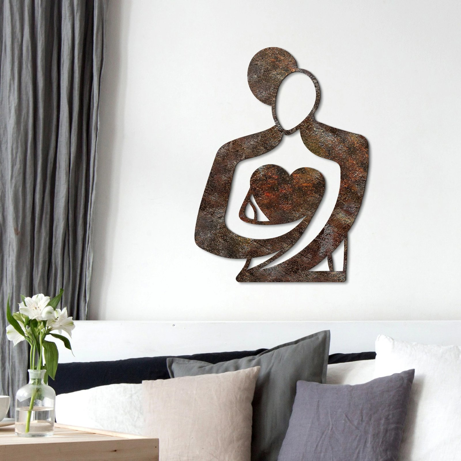 Aksesor dekorativ metalik për mur, Wallity, Rusty Hug