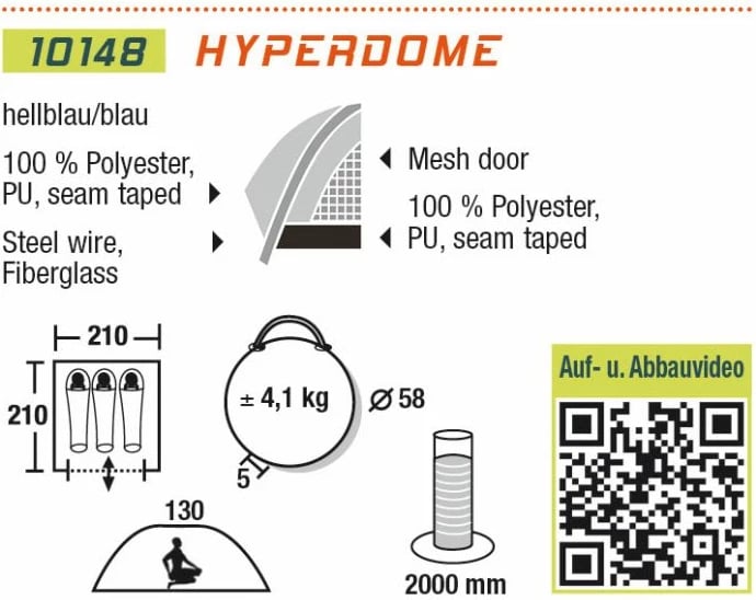 Tendë High Peak për 3 persona, blu