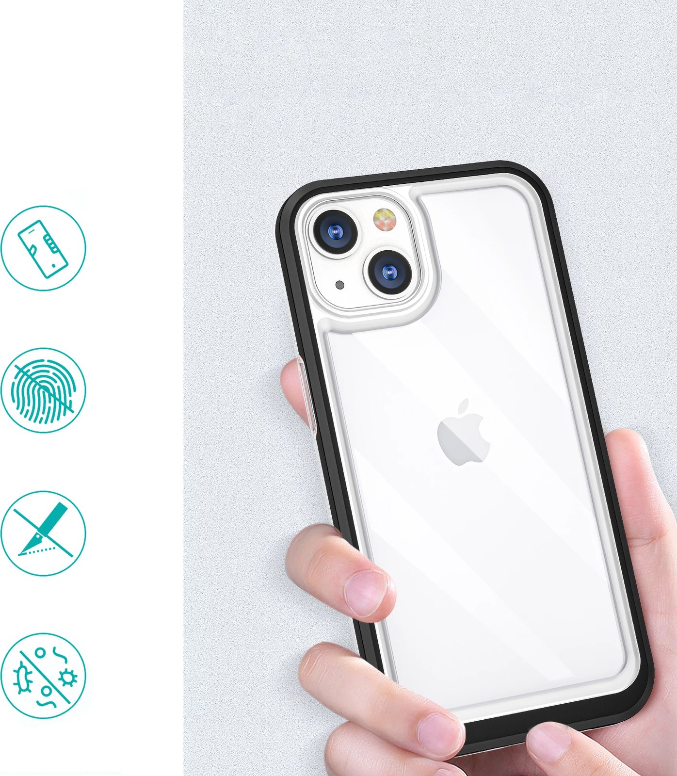Mbështjellës Hurtel Hybrid Armor Clear 3in1 për iPhone 13 mini, i tejdukshëm me kornizë të zezë