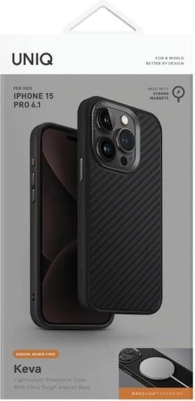 Mbështjellës UNIQ Keva Magclick për iPhone 15 Pro, i zi