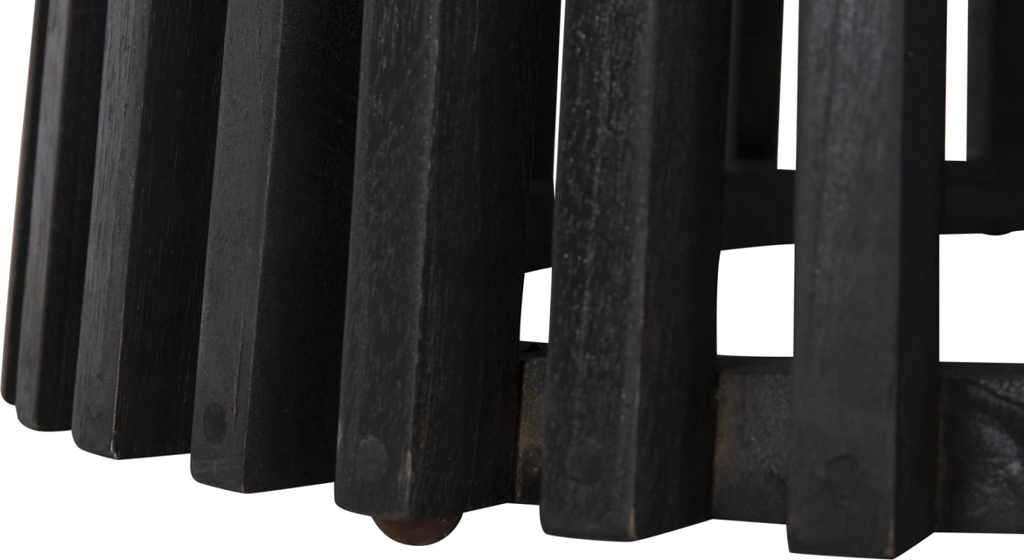 Tavolinë ngrënieje e rrumbullakët, FRANTZ, dru MINDI i fortë, ngjyrë e zezë, Φ120X76.5H cm