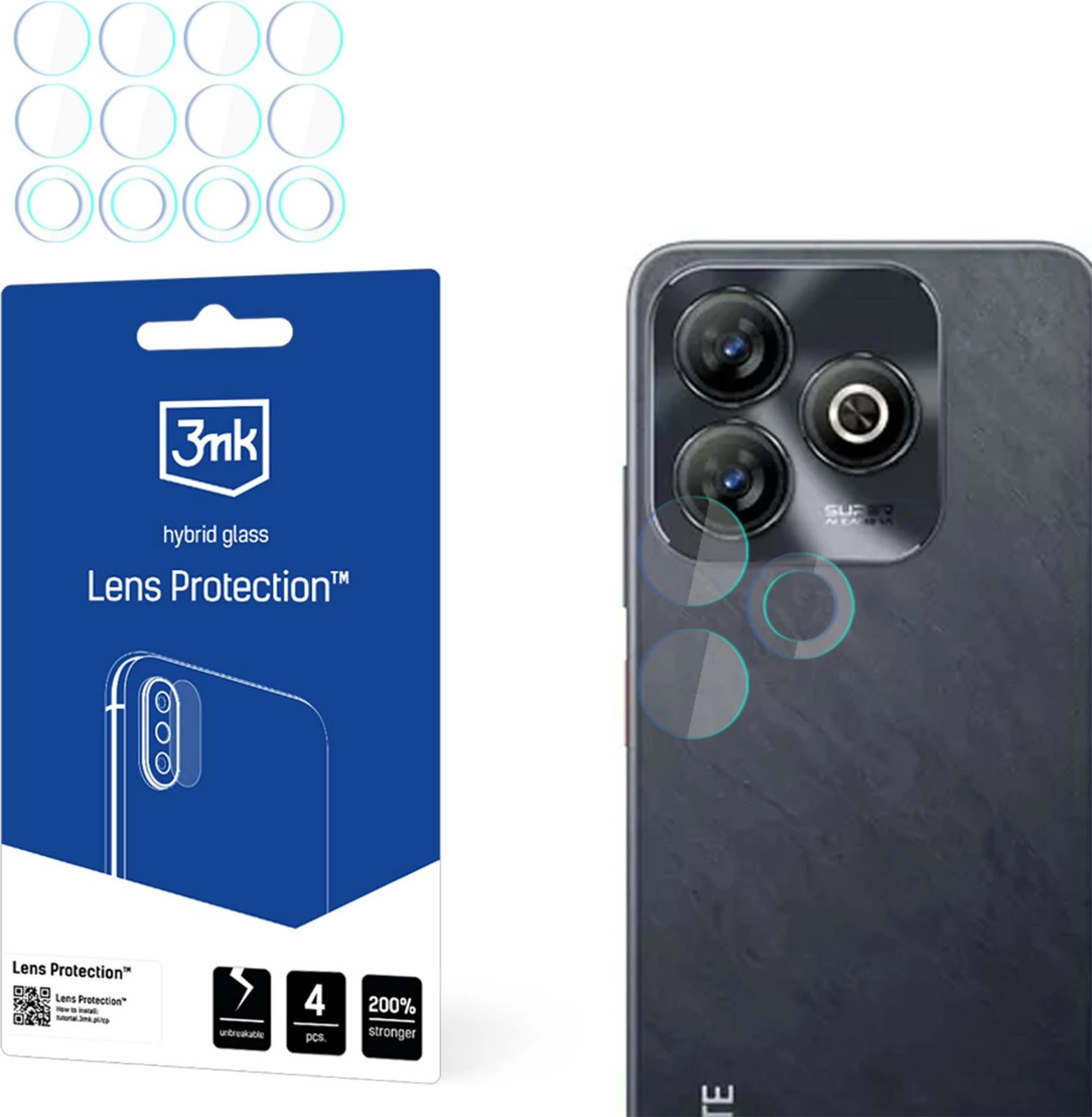 Xham hibrid për kamerë 3mk Protection për ZTE Blade V60 Smart, 4 copë