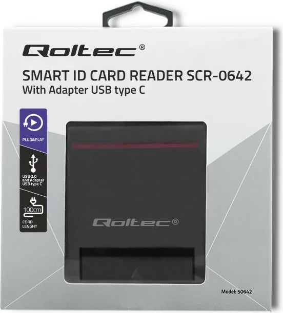 Lexues kartash chip Qoltec 50642, USB 2.0, me adapter USB Type-C, i zi