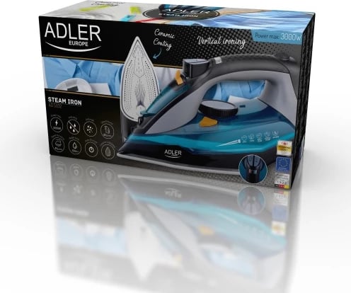 Hekur me avull, Adler AD 5032, taban qeramik, 3000 W, depozitë 350 ml