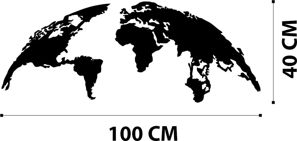 Aksesor dekorativ metalik për mur, hartë bote, i zi, Wallity, i vogël