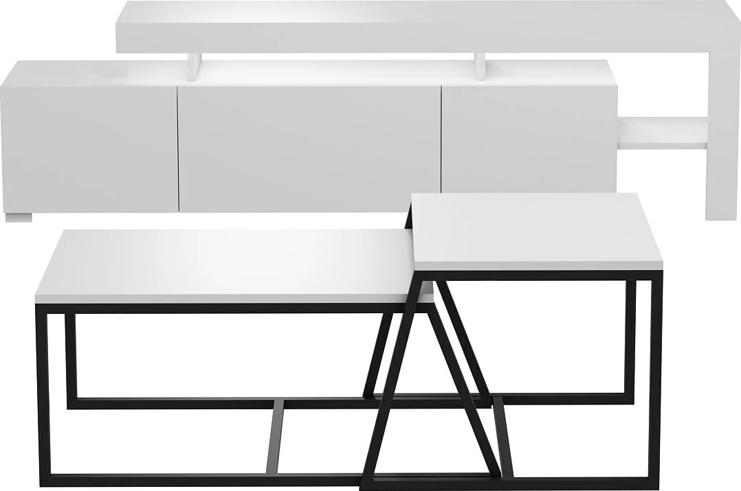 Set mobiljesh për dhomë dite, ngjyrë e bardhë, Skye Decor, Beliz