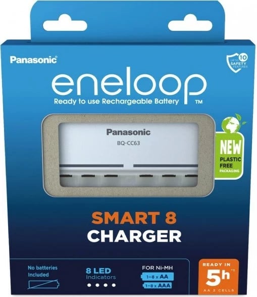 Karikues i baterive Panasonic Eneloop Smart 8 BQ-CC63, i bardhë
