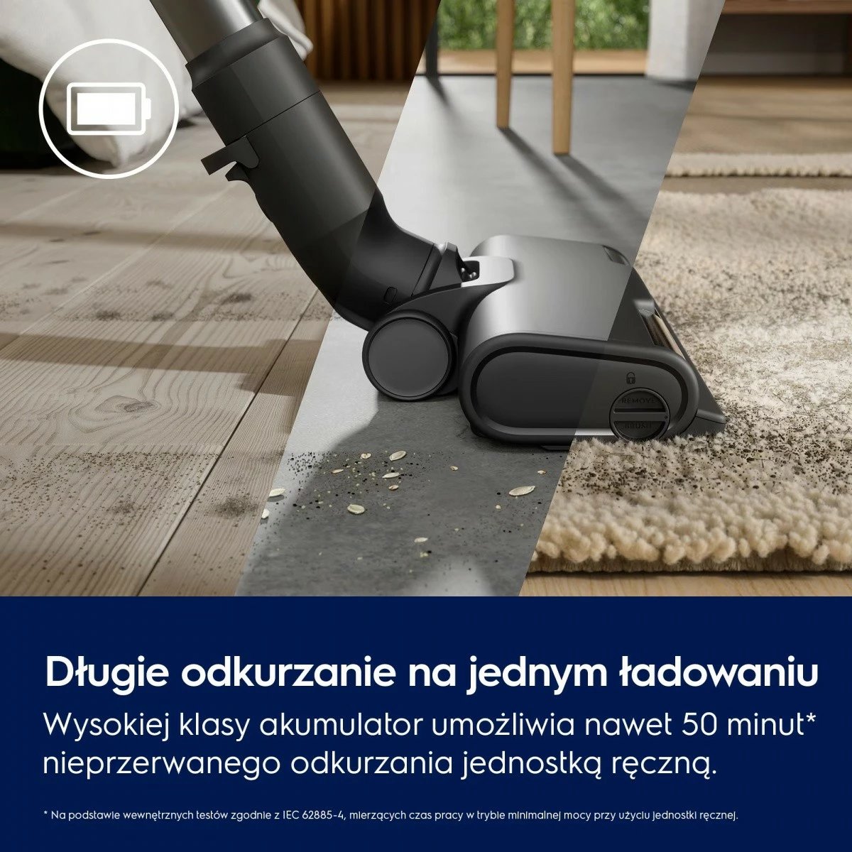 Fshesë me korrent pa kabllo, Electrolux Clean 600 EP61CB21OG, depozitë 0.6 L, deri 50 min, 79 dB, jeshile