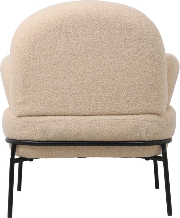 Fotel Jaycob, bouclé bezhë, këmbë metalike të zeza, 74x71x83cm