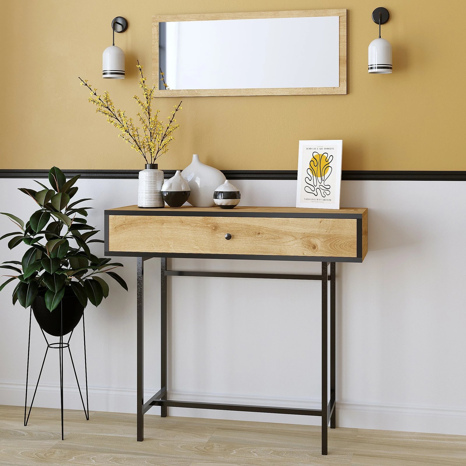 Komodë Hanah Home, Pera - lisi safir, e zezë