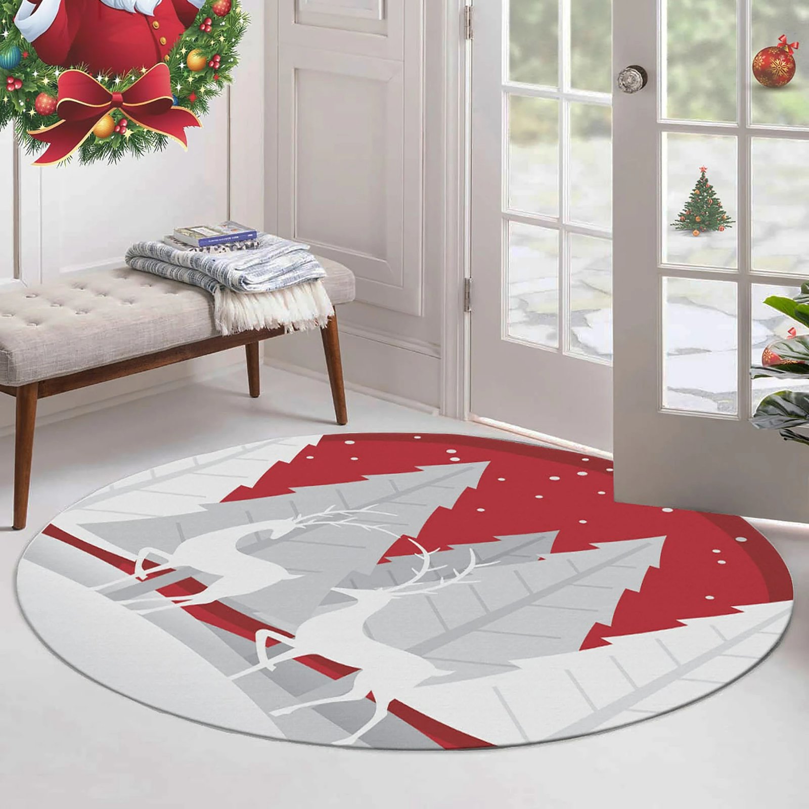 Qilim i rrumbullakët, i kuq dhe i bardhë, Conceptum Hypnose, Woopamuk448, 80cm