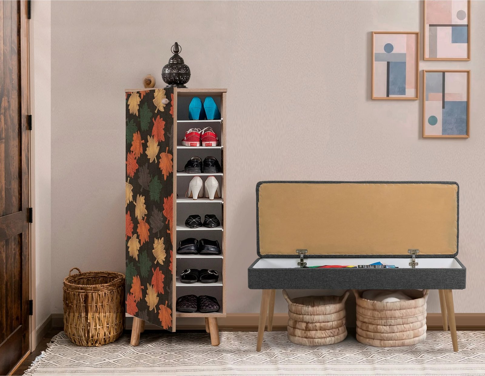 Set mobiljesh për korridor Skye Decor, ngjyrë sonomo dhe antracit, 927 - 1053