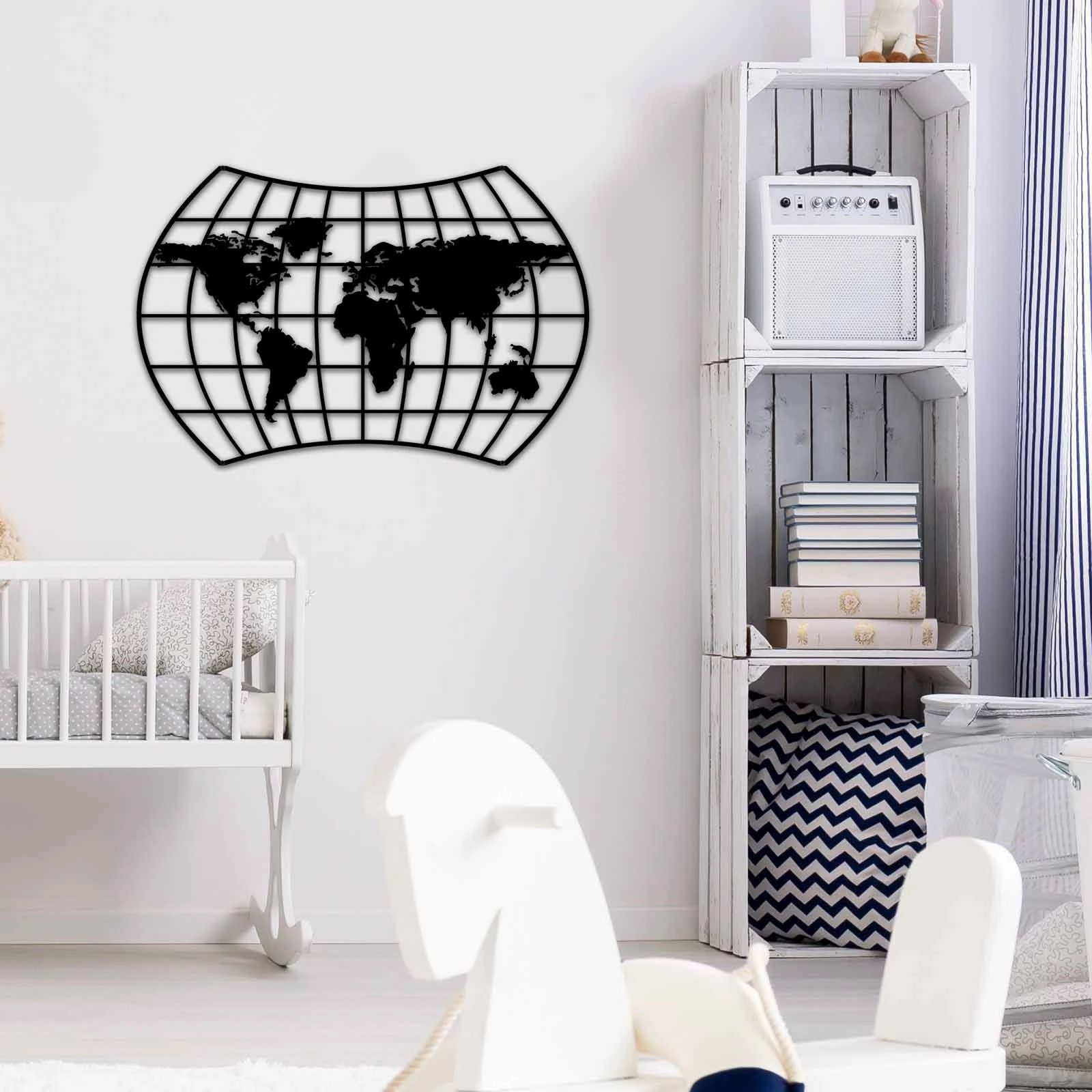 Aksesor dekorativ metalik për mur Wallity, MT - 019, ngjyrë e zezë, 74x49cm