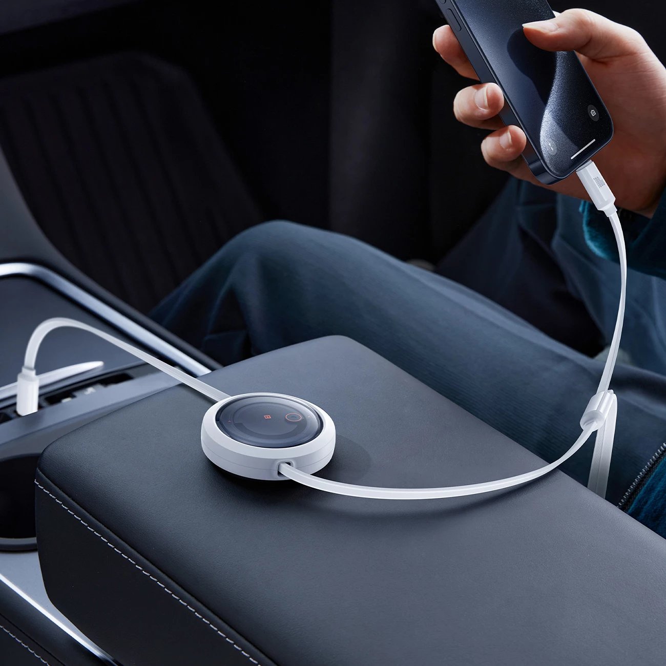 Kabllo tërheqëse Baseus Free2Draw CB000084, 1.1m, USB-C/Lightning/micro USB, 100W, Bardhë