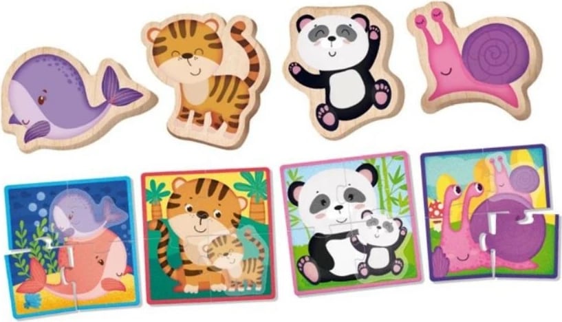 Puzzle prej druri Montessori Lisciani 304-96848 me kafshë, 20 pjesë