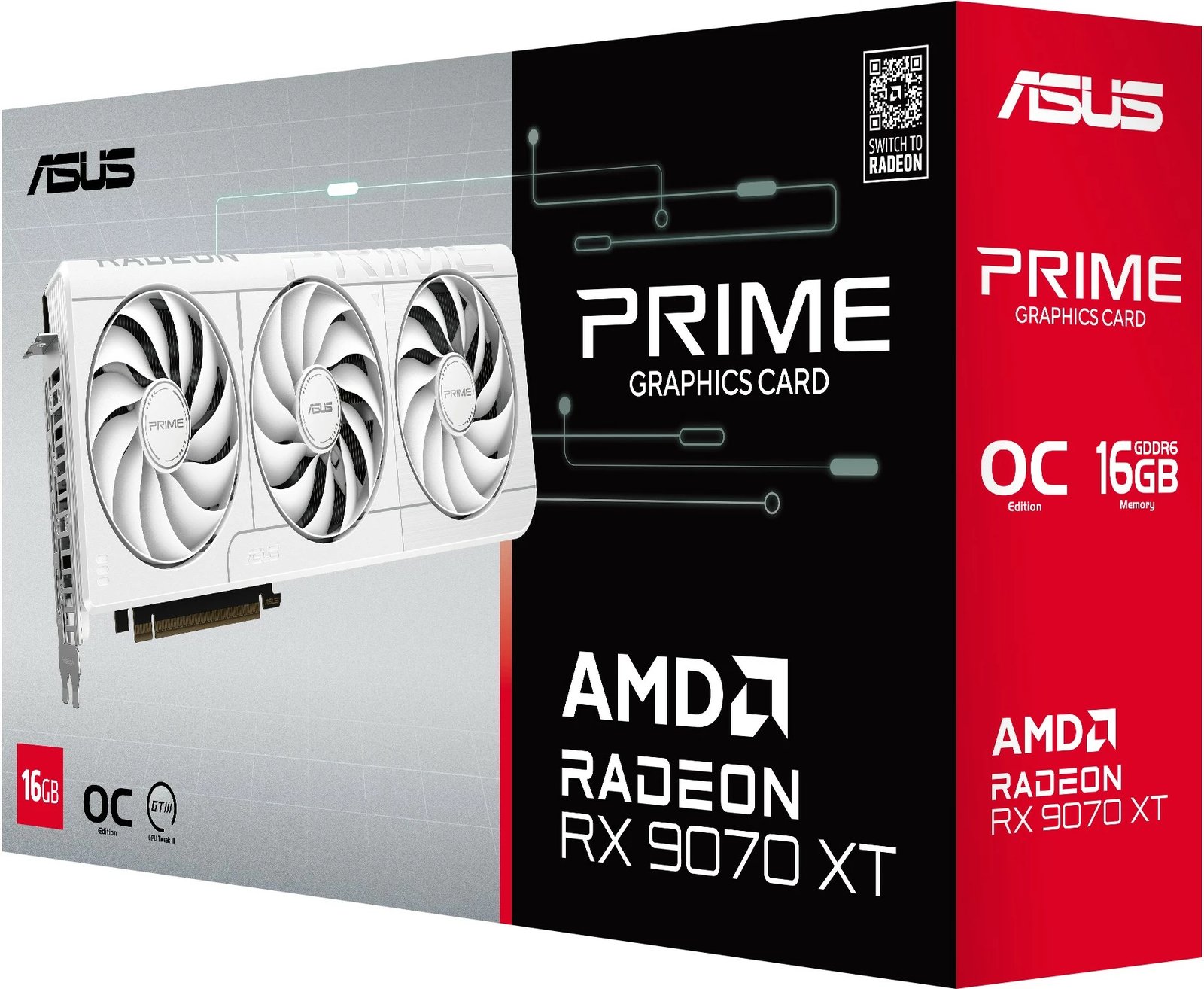Kartelë grafike ASUS RX 9070XT PRIME 16GB GDDR6 e bardhë