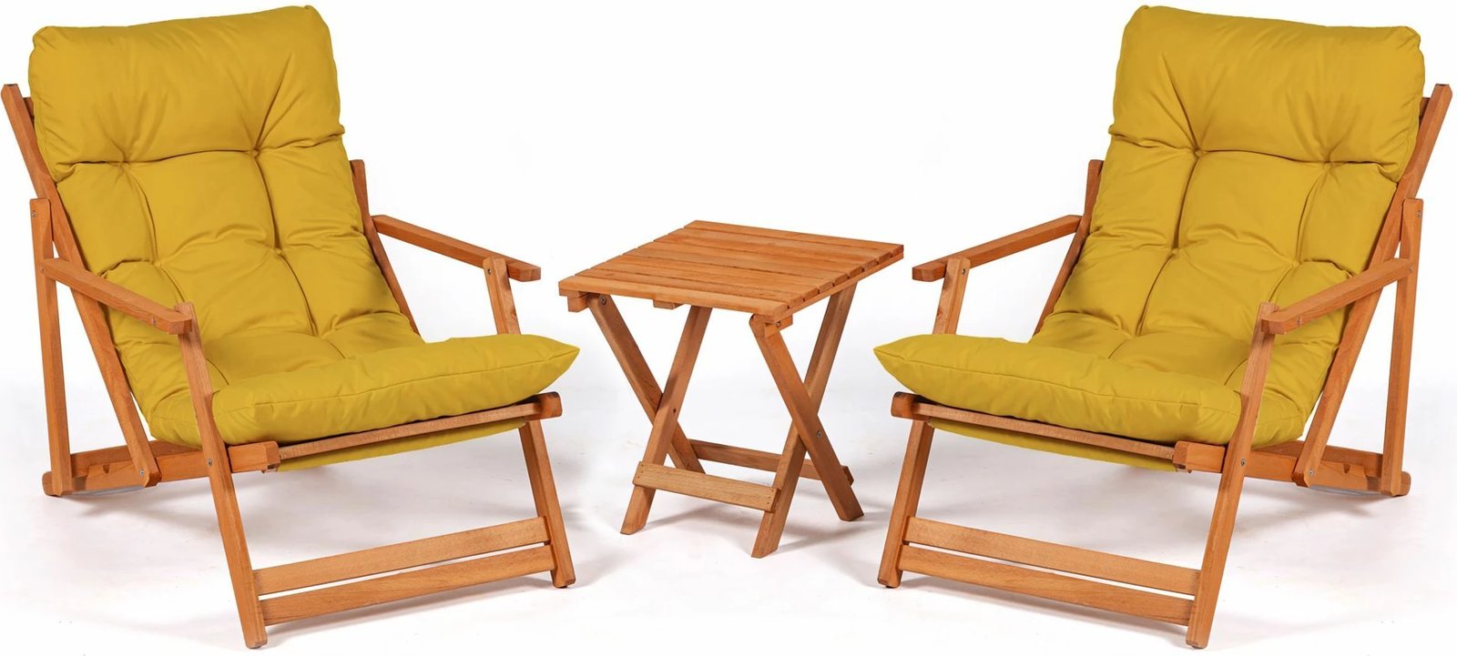 Set tavoline me karrige për terasë, 3 pjesë, Hanah Home, My007, ngjyrë e verdhë