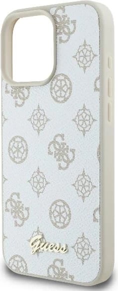 Mbështjellës Guess Peony Script Logo MagSafe për iPhone 16 Pro, Bardhë