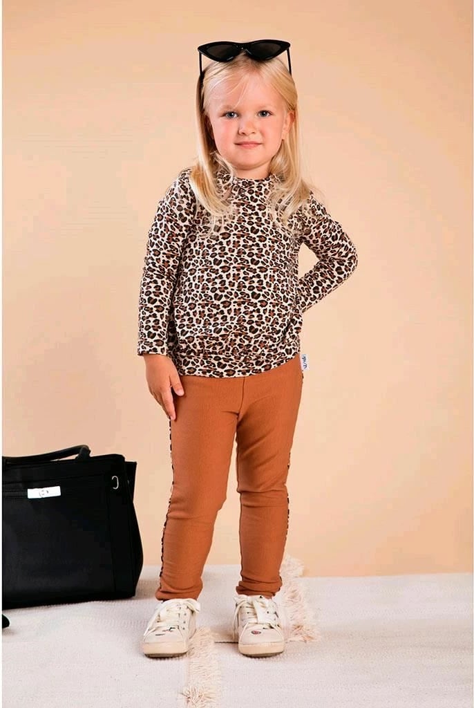 bluzë bebe, Nicol, Mia, madhësi 74 (6-9m), pambuk 100%, me motiv leopard, kafe