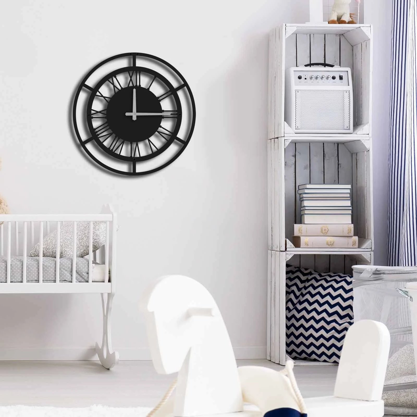 Orë muri dekorative prej metali, Wallity, MTS - 005, e zezë, 49x49cm