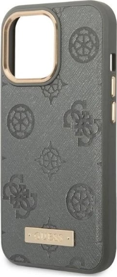 Mbështjellës Guess Peony Logo Plate për iPhone 13 Pro Max 6.7", MagSafe, Gri