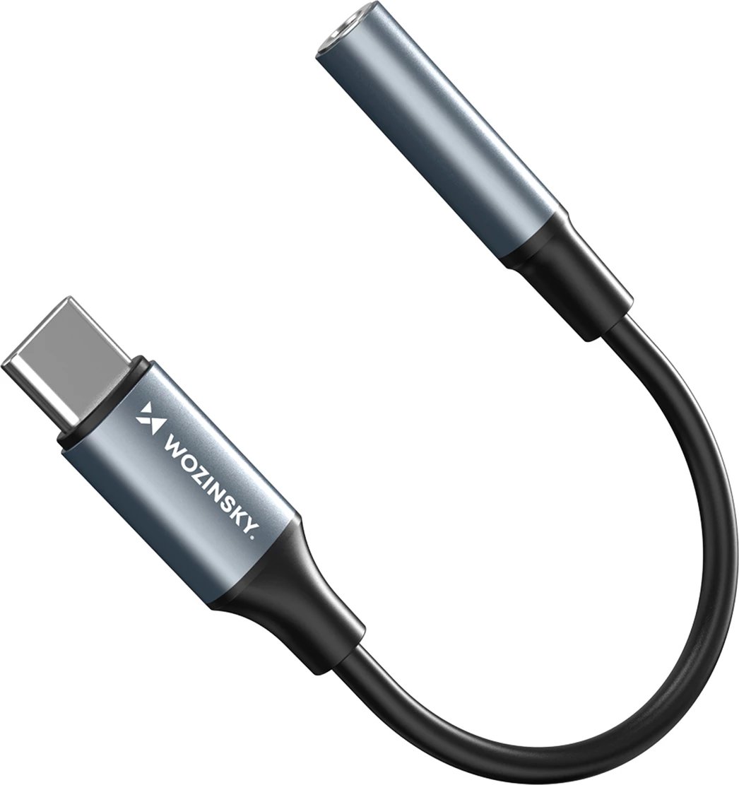 Përshtatës USB-C në 3.5 mm mini jack, Wozinsky, WACM-01, HiFi audio, OMTP/CTIA, alumini, i zi