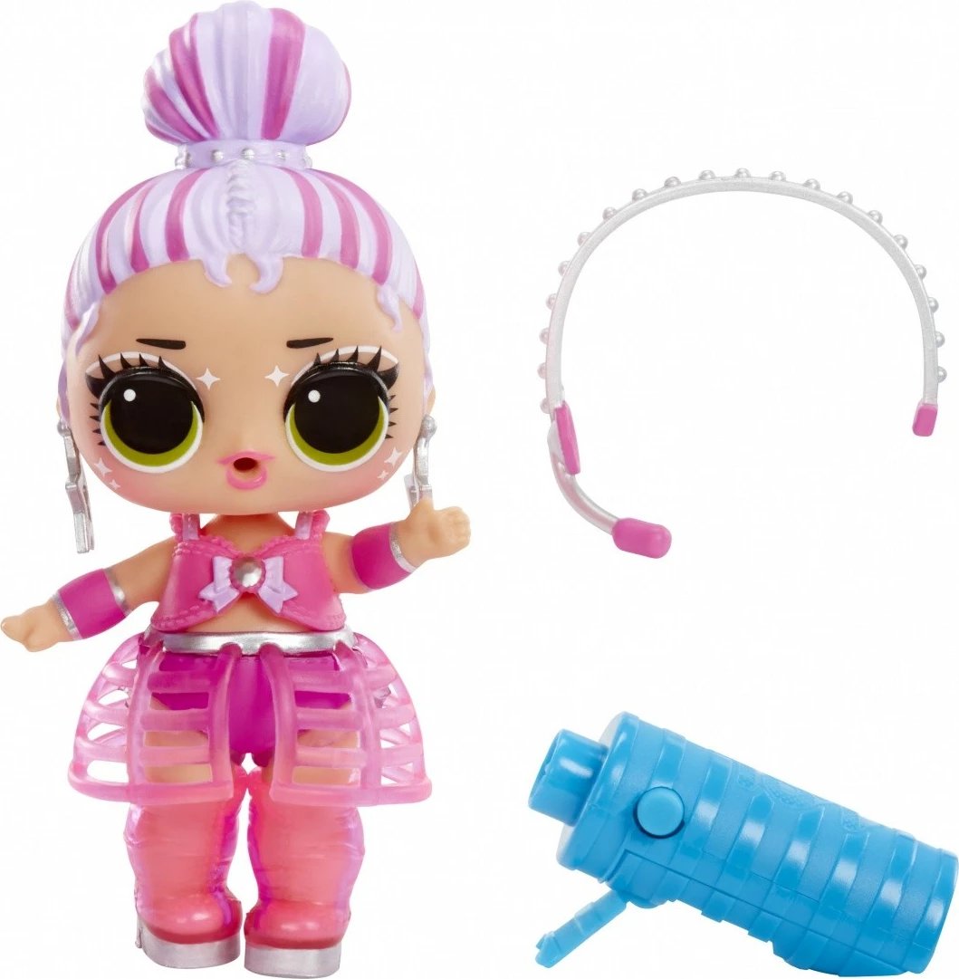Kukull L.O.L. Surprise Neon Pop Stars Mix, MGA, 120674-EUC, me aksesorë dhe dritë UV